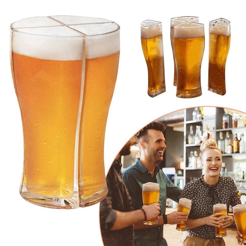 4 In 1 Beer Cup Creative Funny Beer Glasses Acrylic Plastic Beer Mug Super Schooner With Large Capacity For Club Bar Party